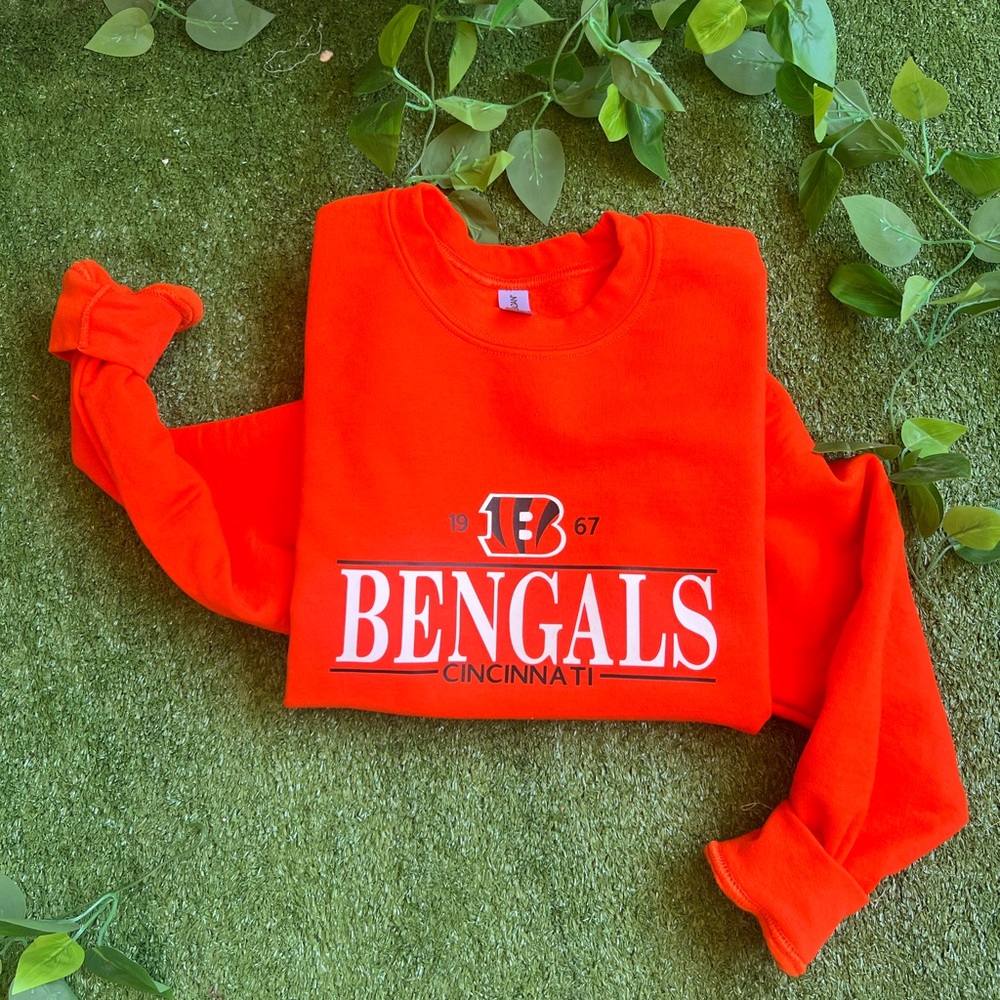 Orange Cincinnati Bengals Crewneck, NFL football sweatshirt